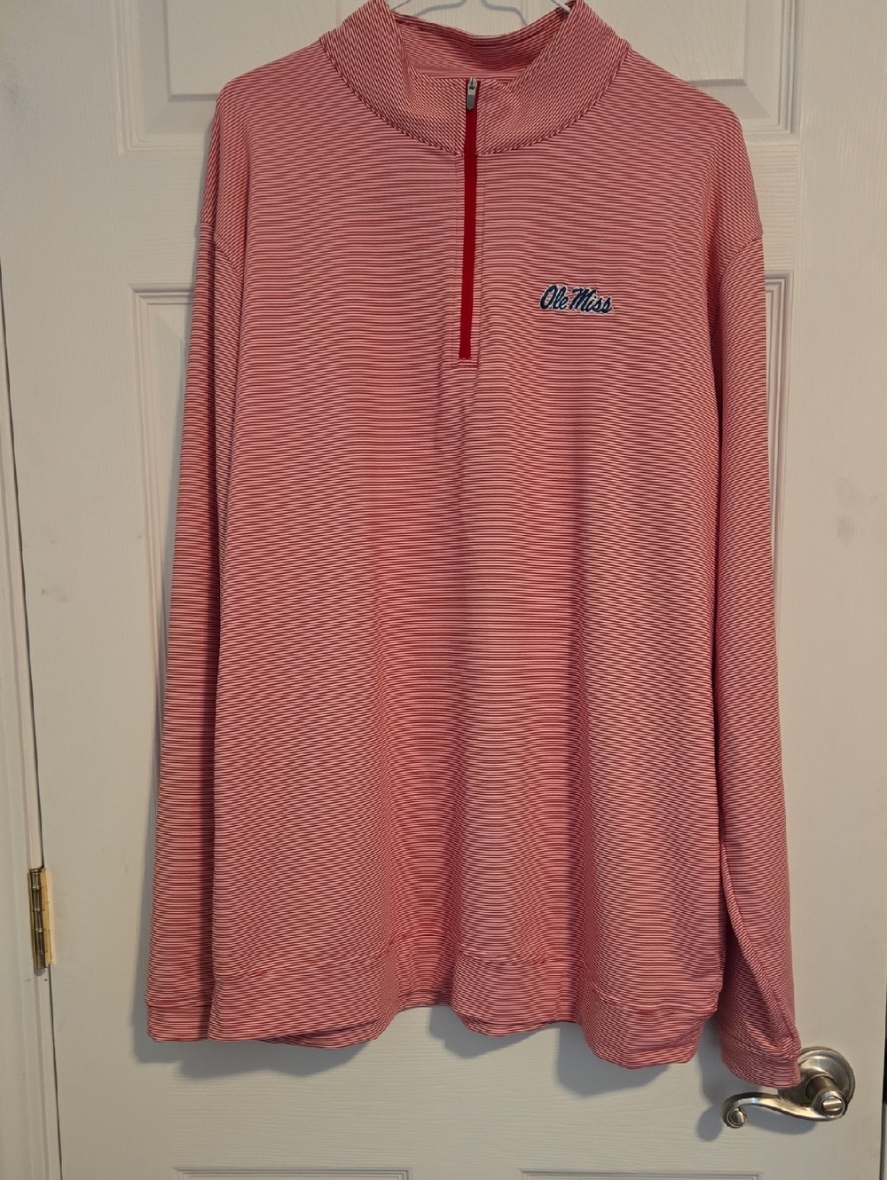 Peter Millar Red and White Striped Polo Top Ole Miss Size XXL